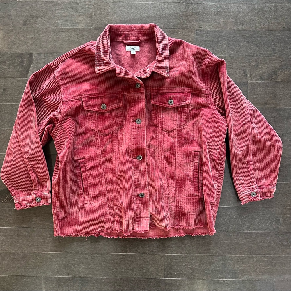 easel Pink Corduroy Button-Up Jacket